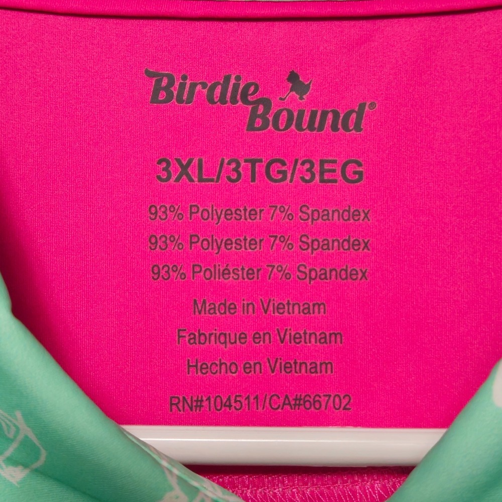 Birdie Bound Mens Polo Shirt 3XL Teal Ombre Cocktail Print Performance Golf Tee - Picture 4 of 8